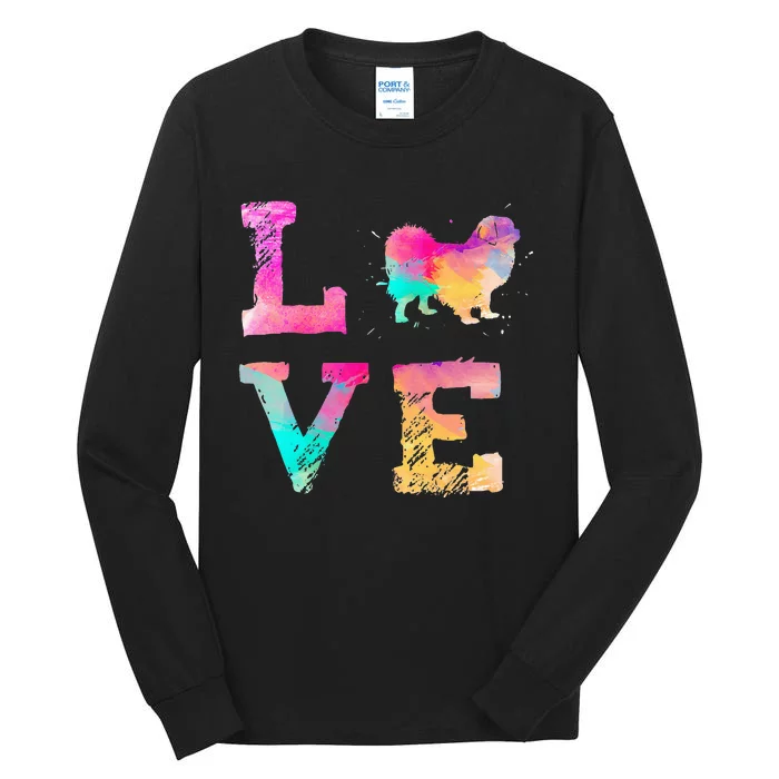 Colorful Tibetan Spaniel Dog Love-r Dad Mom Tall Long Sleeve T-Shirt