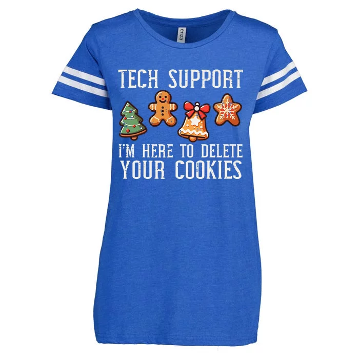 Christmas Tech Support Here To Delete Cookies Xmas Enza Ladies Jersey Football T-Shirt