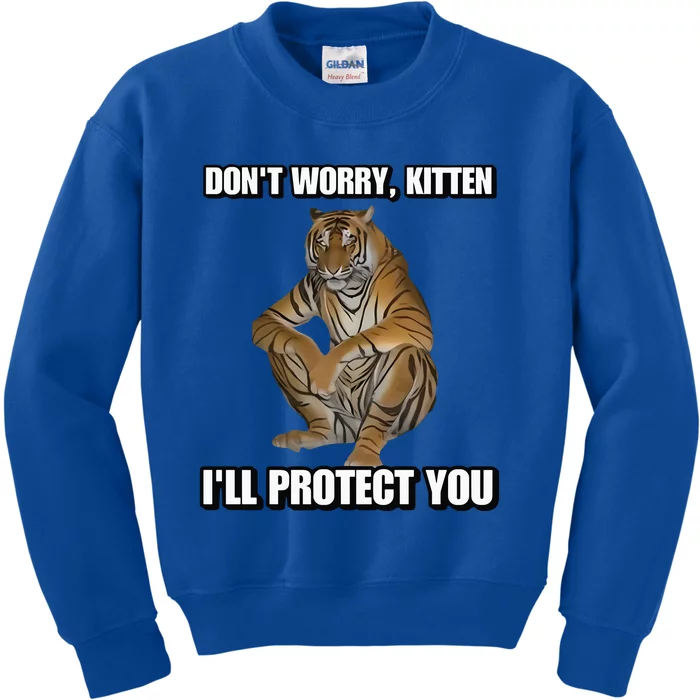 Cringey Tees Store I’Ll Protect You Kitten Cringey Kids Sweatshirt