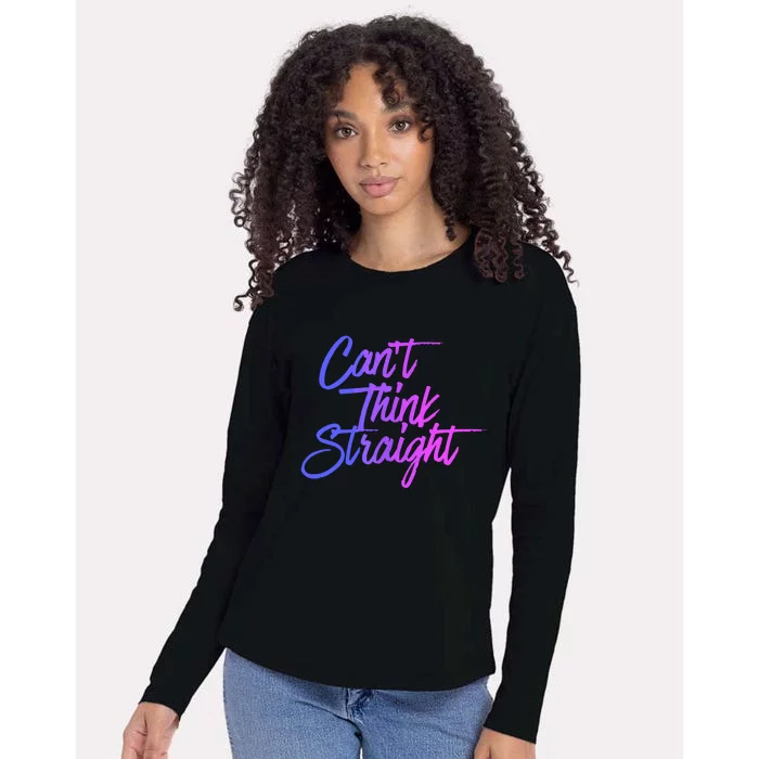 Can't Think Straight Funny Bisexual Bi Pride Flag Womens Cotton Relaxed Long Sleeve T-Shirt