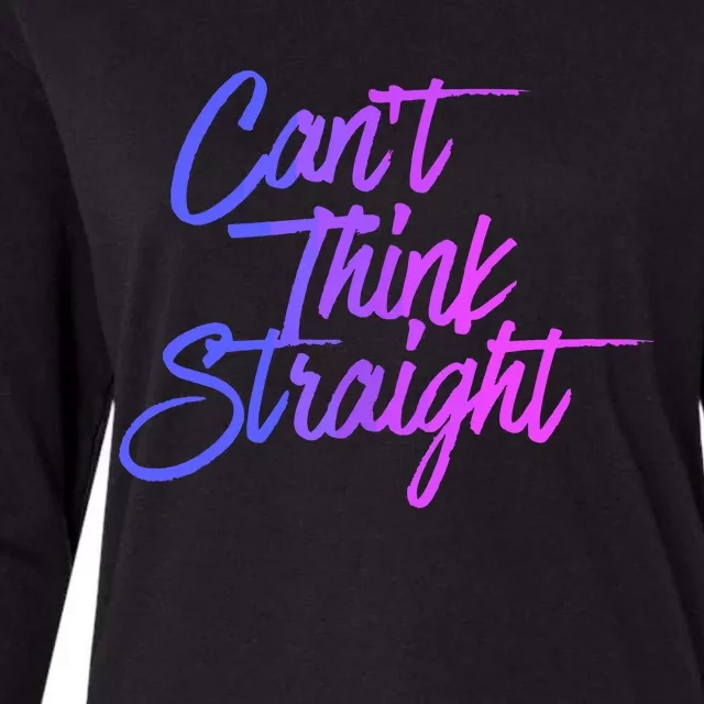 Can't Think Straight Funny Bisexual Bi Pride Flag Womens Cotton Relaxed Long Sleeve T-Shirt