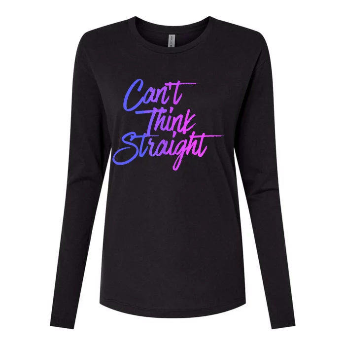 Can't Think Straight Funny Bisexual Bi Pride Flag Womens Cotton Relaxed Long Sleeve T-Shirt