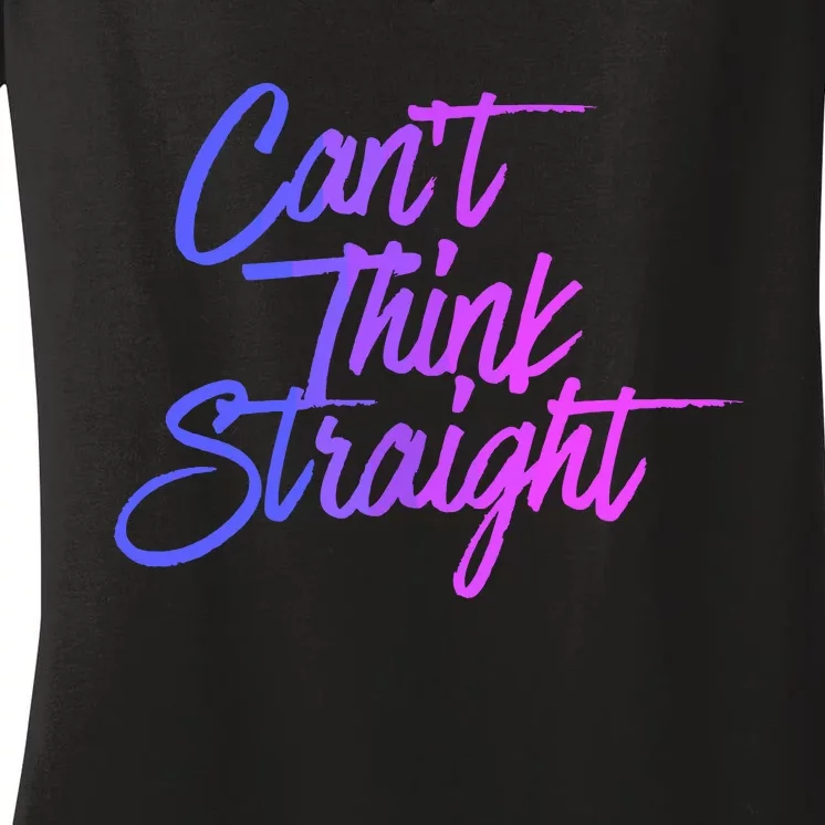 Can't Think Straight Funny Bisexual Bi Pride Flag Women's V-Neck T-Shirt