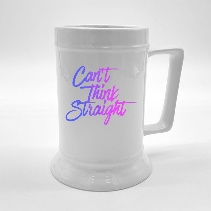 Can't Think Straight Funny Bisexual Bi Pride Flag Front & Back Beer Stein