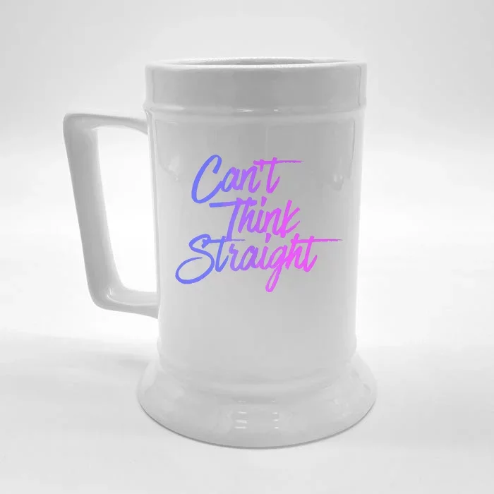 Can't Think Straight Funny Bisexual Bi Pride Flag Front & Back Beer Stein