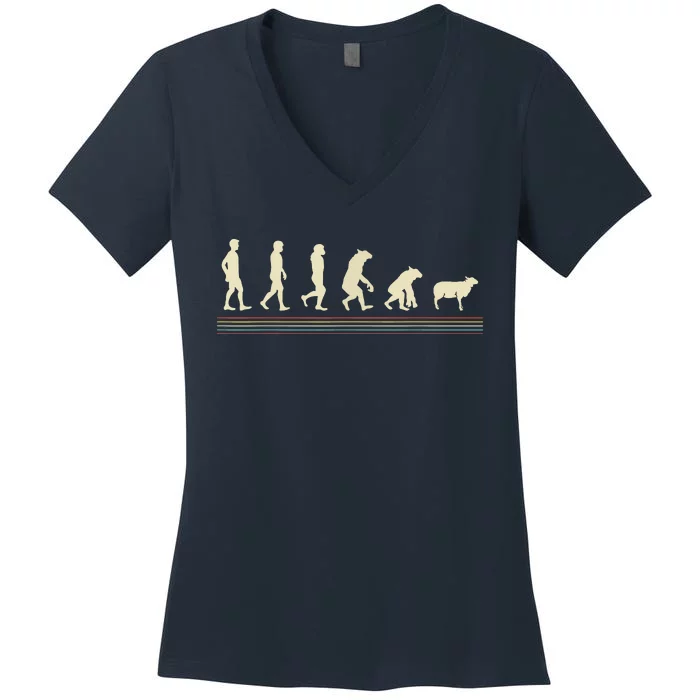 Conspiracy Theorist Sheepp Human Evolution Wake Up Sheeple Women's V-Neck T-Shirt