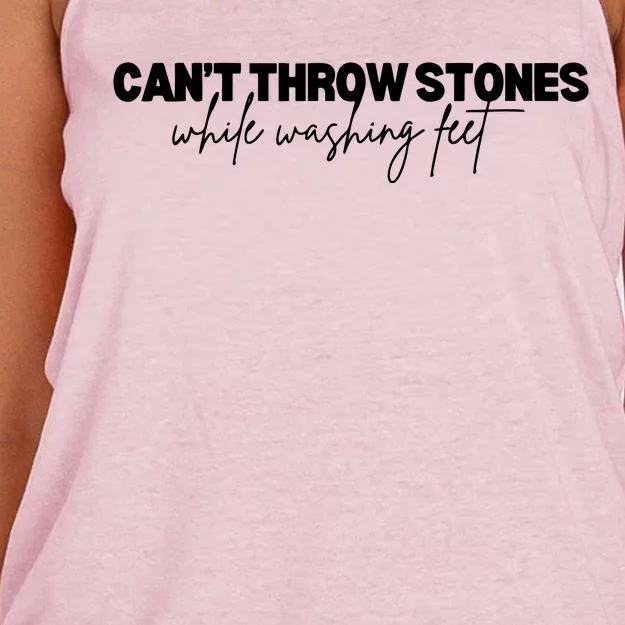 CanT Throw Stones While Washing Feet Women's Knotted Racerback Tank