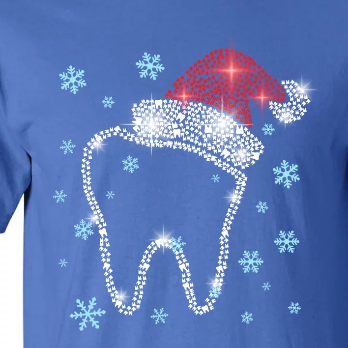 Christmas Tooth Santa Hat Funny Dentist Dental Assistant Gift Tall T-Shirt