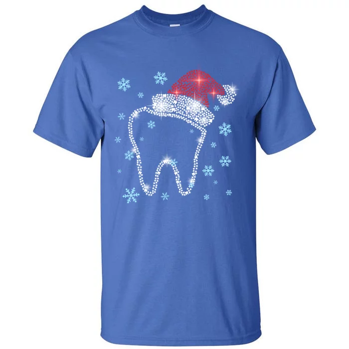 Christmas Tooth Santa Hat Funny Dentist Dental Assistant Gift Tall T-Shirt