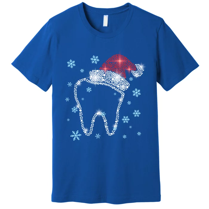 Christmas Tooth Santa Hat Funny Dentist Dental Assistant Gift Premium T-Shirt