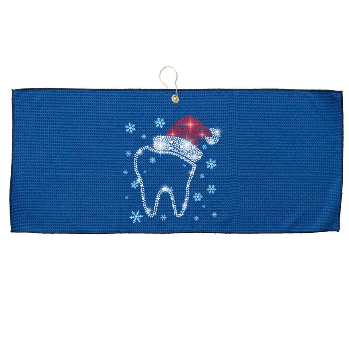 Christmas Tooth Santa Hat Funny Dentist Dental Assistant Gift Large Microfiber Waffle Golf Towel