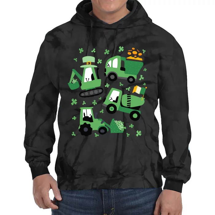 Construction Trucks St. Paddys Shamrocks St Patricks Tie Dye Hoodie