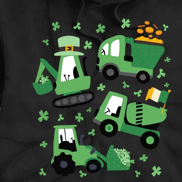 Construction Trucks St. Paddys Shamrocks St Patricks Tie Dye Hoodie