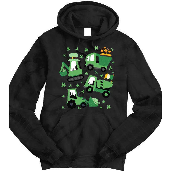 Construction Trucks St. Paddys Shamrocks St Patricks Tie Dye Hoodie