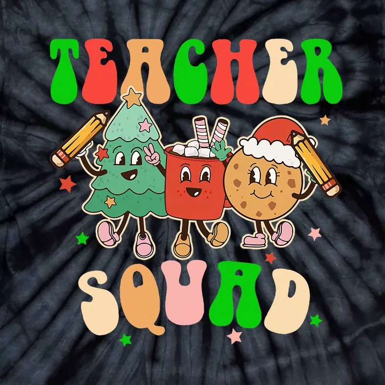 Christmas Teacher Squad Retro Groovy Xmas Teacher Tie-Dye T-Shirt