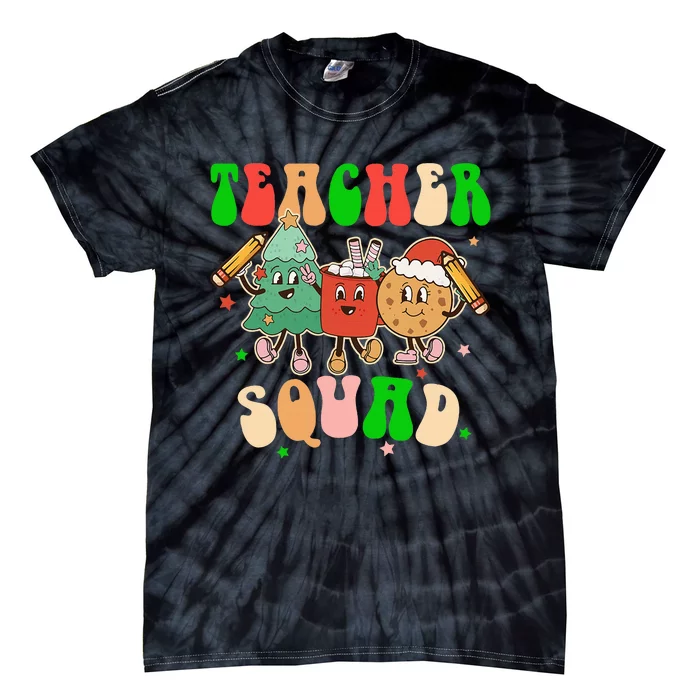 Christmas Teacher Squad Retro Groovy Xmas Teacher Tie-Dye T-Shirt