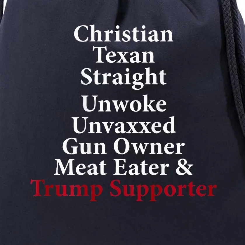 Christian Texan Straight Unwoke Gun Owner Trump Drawstring Bag