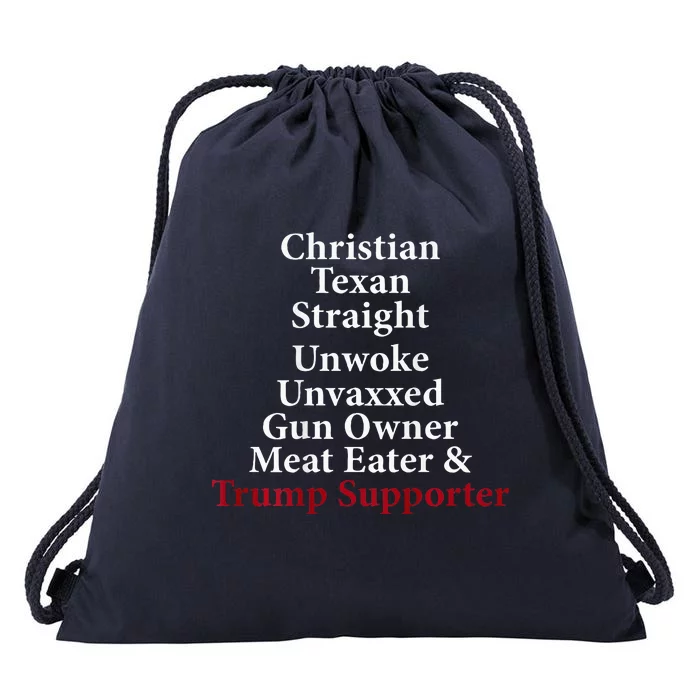 Christian Texan Straight Unwoke Gun Owner Trump Drawstring Bag