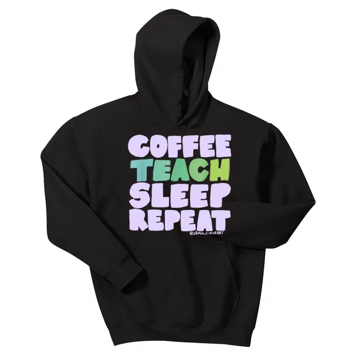 Coffee Teach Sleep Repeat Teacher Kids Hoodie