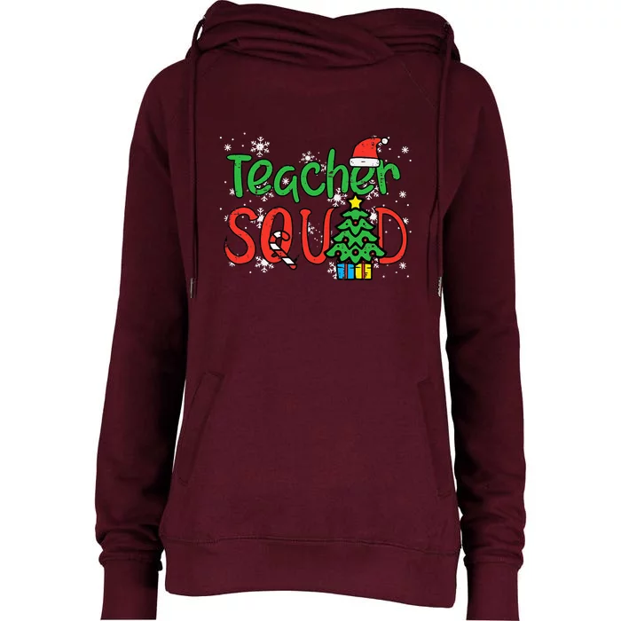 Christmas Teacher Squad Funny Xmas Teachers Crew Womens Funnel Neck Pullover Hood