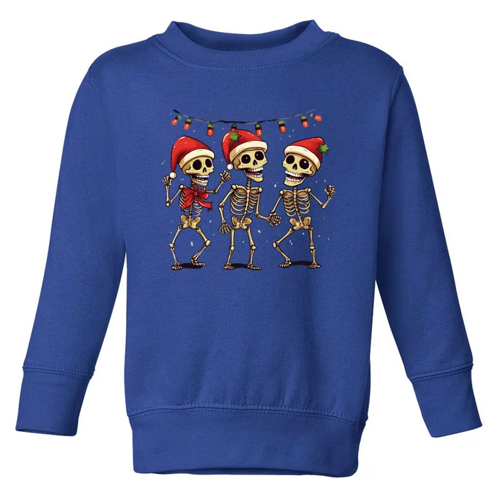 Christmas Three Skeletons Dancing Tree Light Xmas Gift Toddler Sweatshirt