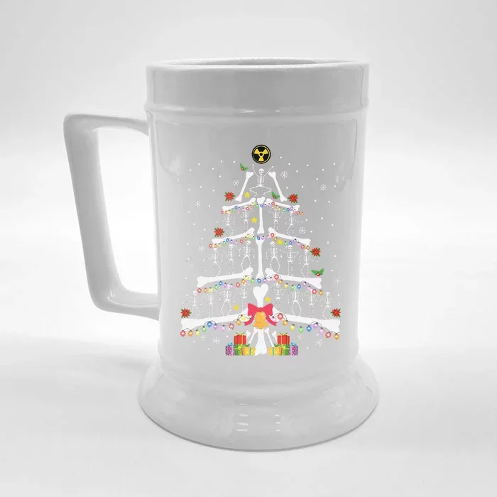 Christmas Tree Skeleton Xmas Radiology Xray Technologist Front & Back Beer Stein