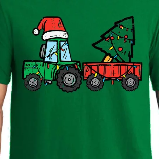 Christmas Tractor Santa Xmas Farm Truck Pajama Set