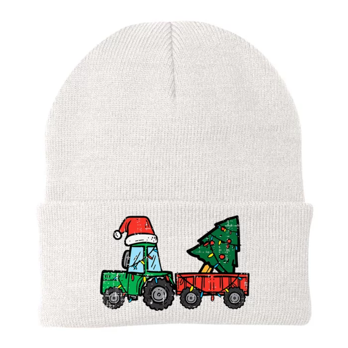 Christmas Tractor Santa Xmas Farm Truck Knit Cap Winter Beanie