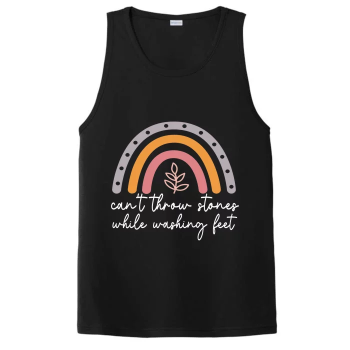 Can't Throw Stones While Washing Feet Rainbow Design Performance Tank