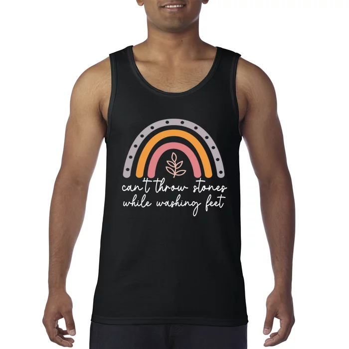 Can't Throw Stones While Washing Feet Rainbow Design Tank Top