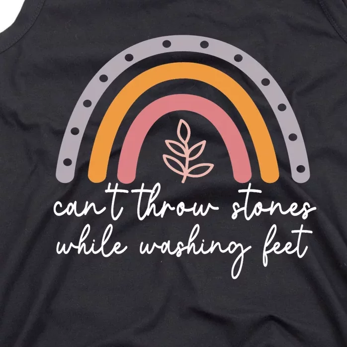 Can't Throw Stones While Washing Feet Rainbow Design Tank Top