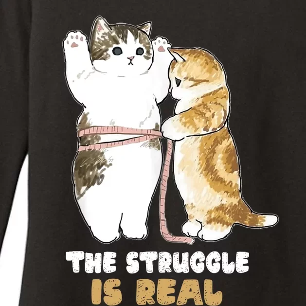 Cats The Struggle is Real Gym Fitness Funny Cat Training Womens CVC Long Sleeve Shirt