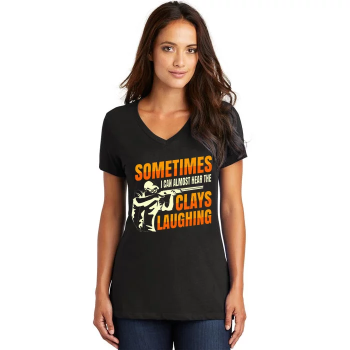 Clay Trap Shooting Flying Launcher Women's V-Neck T-Shirt