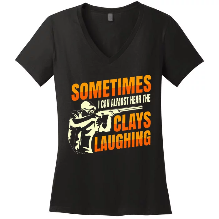 Clay Trap Shooting Flying Launcher Women's V-Neck T-Shirt