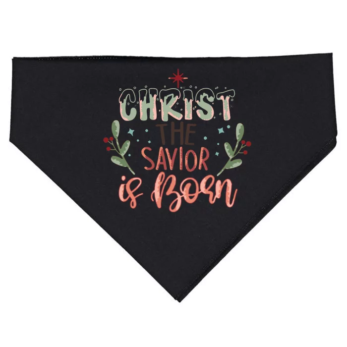 Christ The Savior Is Born Christian Retro Christmas Religious Graphic Plus Size USA-Made Doggie Bandana