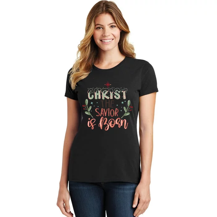 Christ The Savior Is Born Christian Retro Christmas Religious Graphic Plus Size Women's T-Shirt