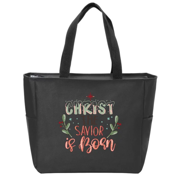 Christ The Savior Is Born Christian Retro Christmas Religious Graphic Plus Size Zip Tote Bag