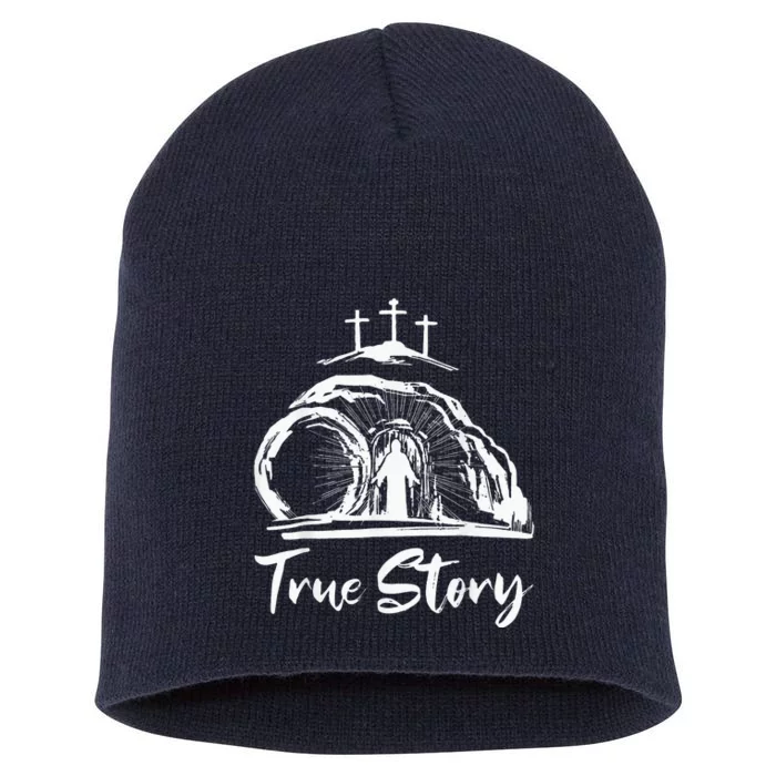 Christians True Story He Is Risen Cross Jesus Easter Day Short Acrylic Beanie