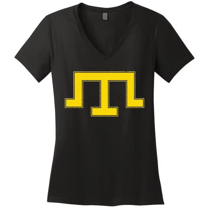 Crimean Tatars Symbol Flag Emblem Women's V-Neck T-Shirt