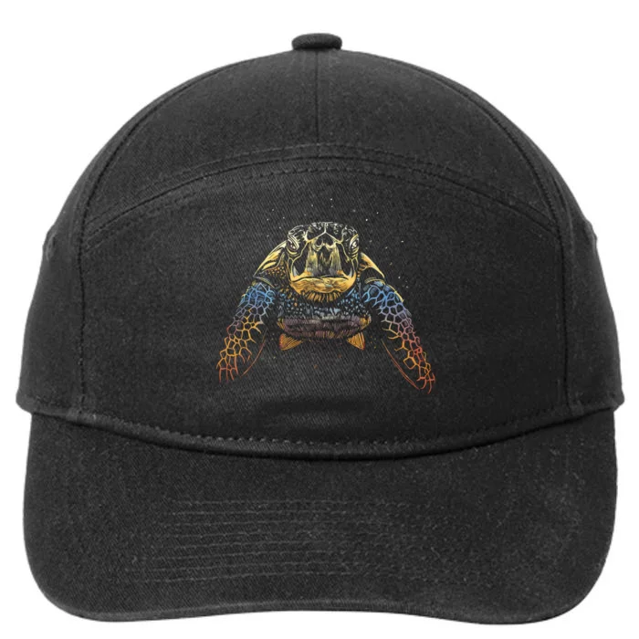 Colorful Turtle Sea Life 7-Panel Snapback Hat