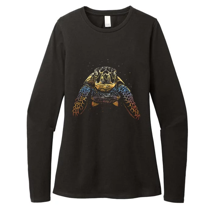 Colorful Turtle Sea Life Womens CVC Long Sleeve Shirt