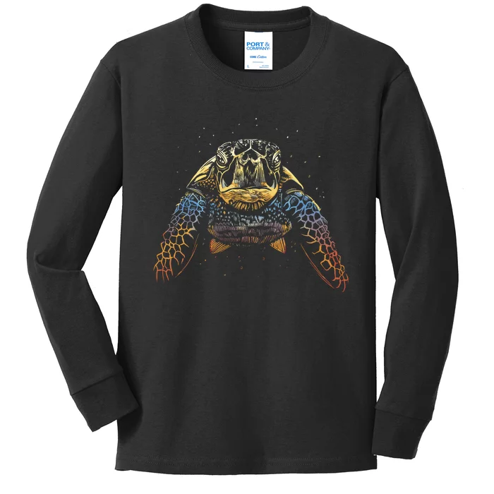 Colorful Turtle Sea Life Kids Long Sleeve Shirt