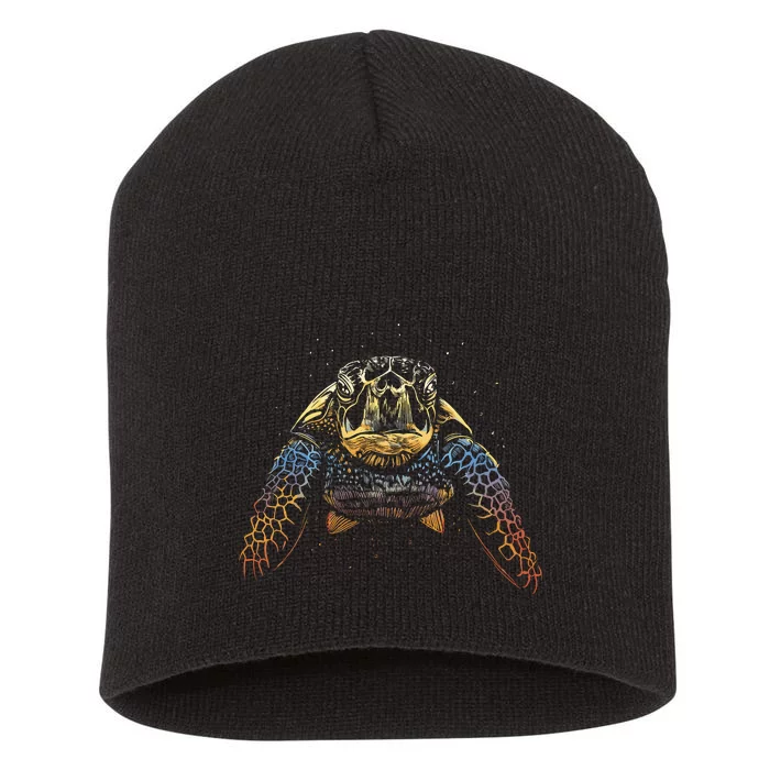 Colorful Turtle Sea Life Short Acrylic Beanie