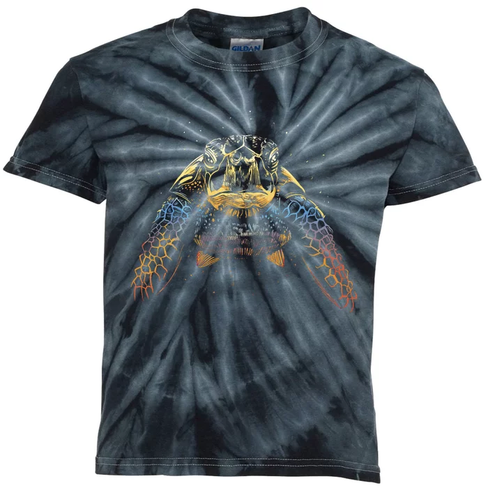 Colorful Turtle Sea Life Kids Tie-Dye T-Shirt