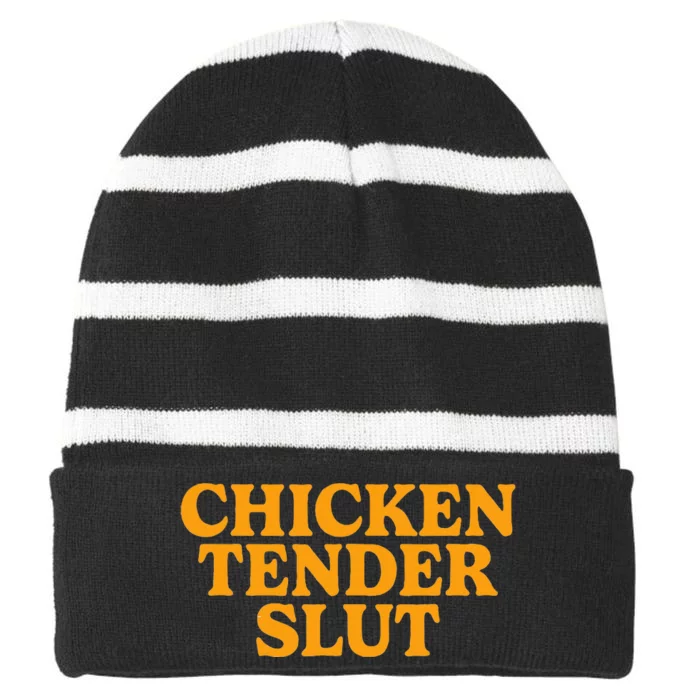 Chicken Tender Slut Striped Beanie with Solid Band