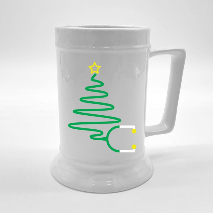 Christmas Tree Stethoscope Nurse Rn / Health Care Holidays Gift Front & Back Beer Stein