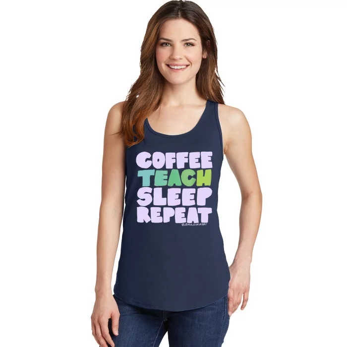 Coffee Teach Sleep Repeat Teacher Ladies Essential Tank