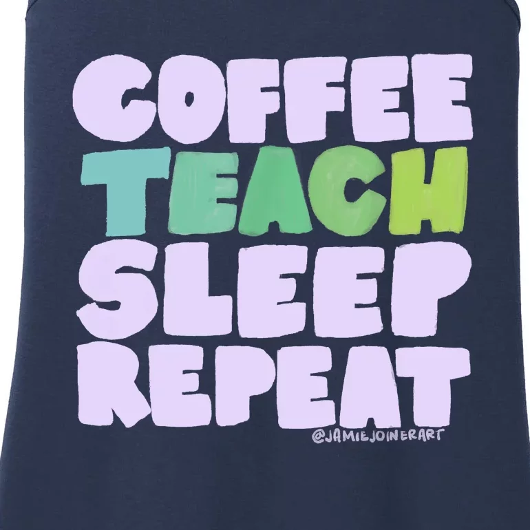 Coffee Teach Sleep Repeat Teacher Ladies Essential Tank