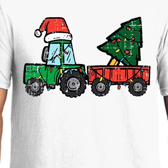 Christmas Tractor Santa Xmas Farm Truck Pajama Set