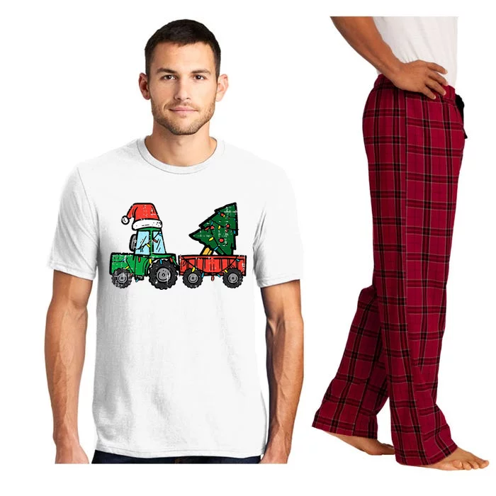 Christmas Tractor Santa Xmas Farm Truck Pajama Set